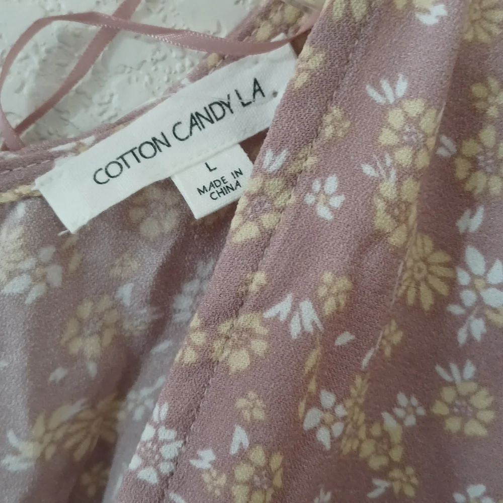 New Cotton Candy LA pink floral jumpsuit size large - Picture 3 of 9